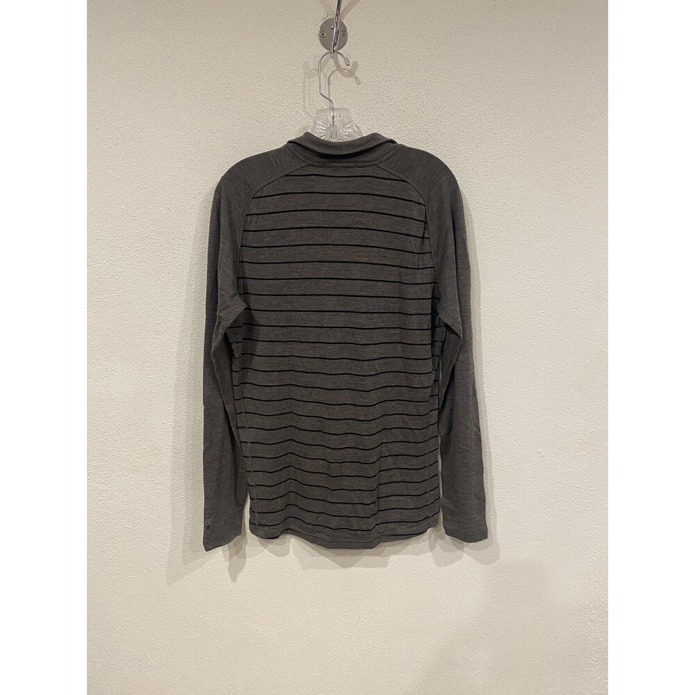 Smartwool Pullover Mens Large Gray Stripe Long Sleeve 1/4 Zip Lightweight Wool - Picture 4 of 4